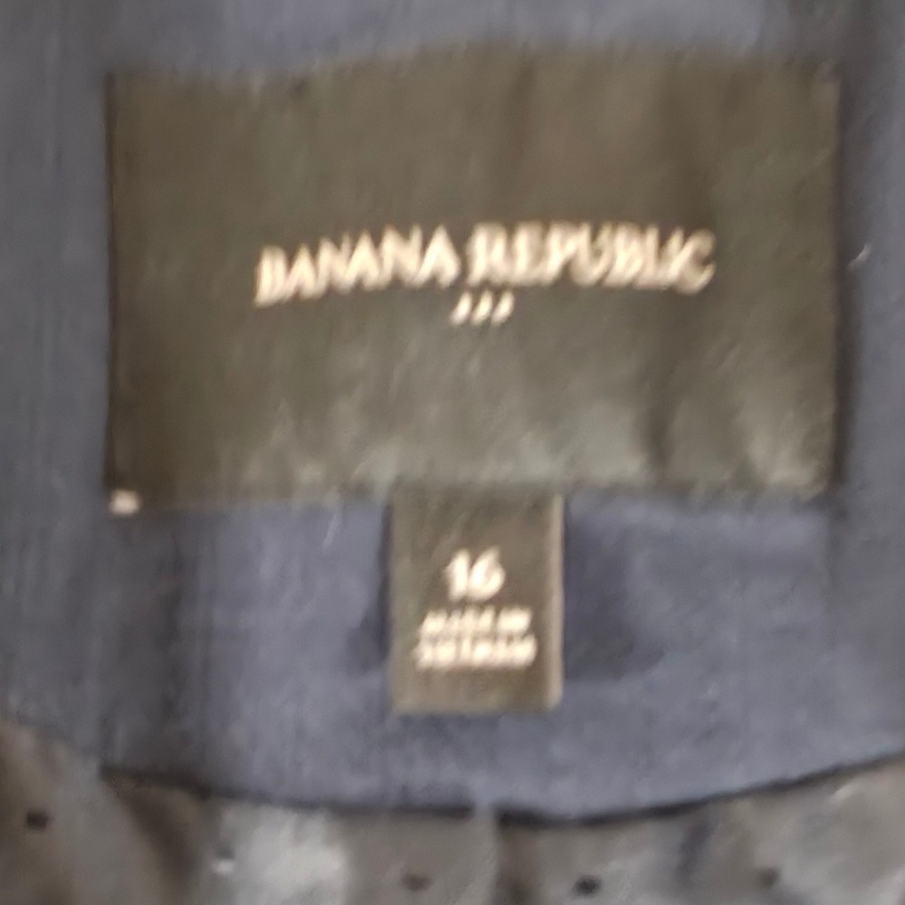 Banana Republic Size 16 Blue Cotton Linen Blend Double Breasted Blazer Jacket - Picture 3 of 9